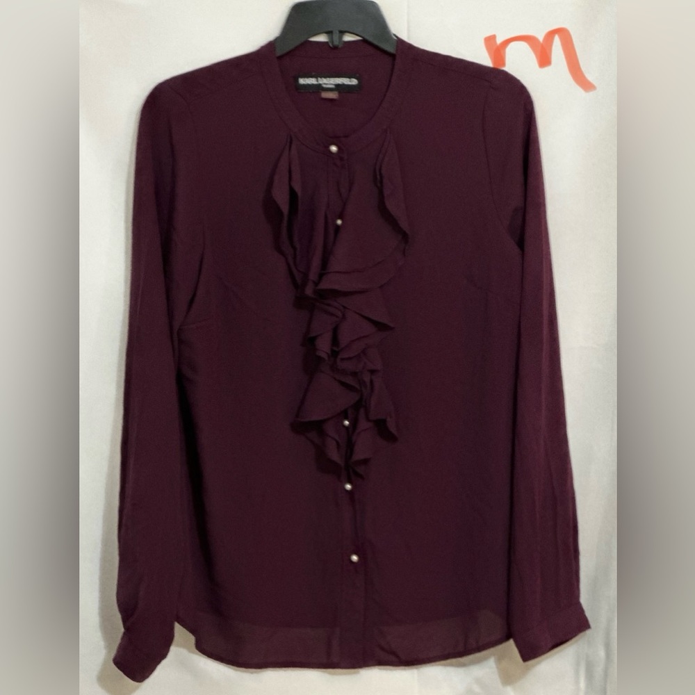 LADIES BULGARIAN ROSE COLORED RUFFLED TOP